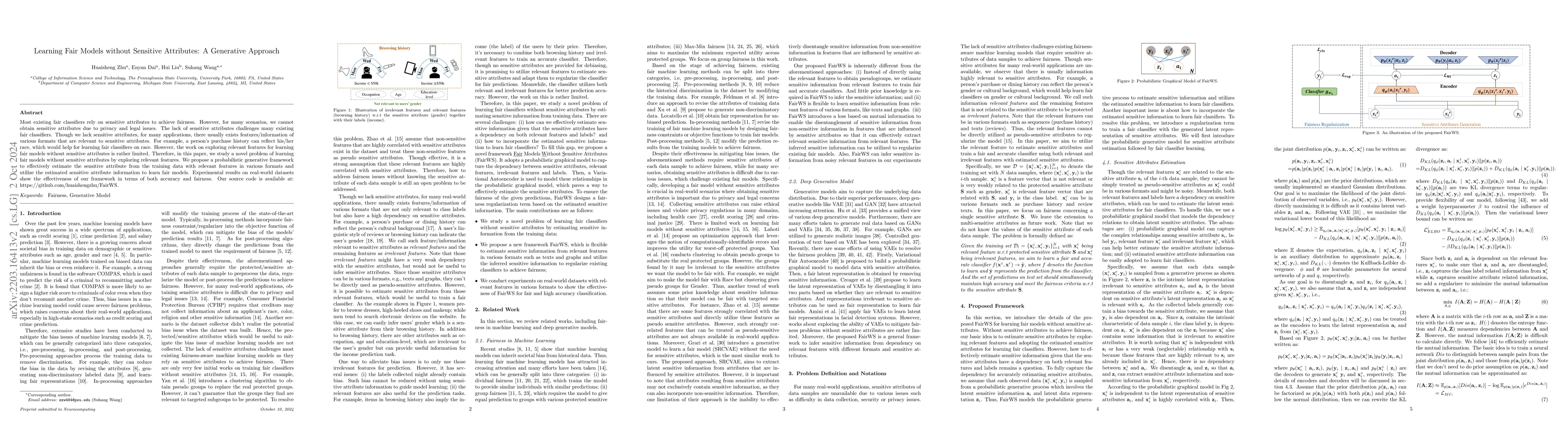Thumbnail for Learning Fair Models without Sensitive Attributes: A Generative Approach