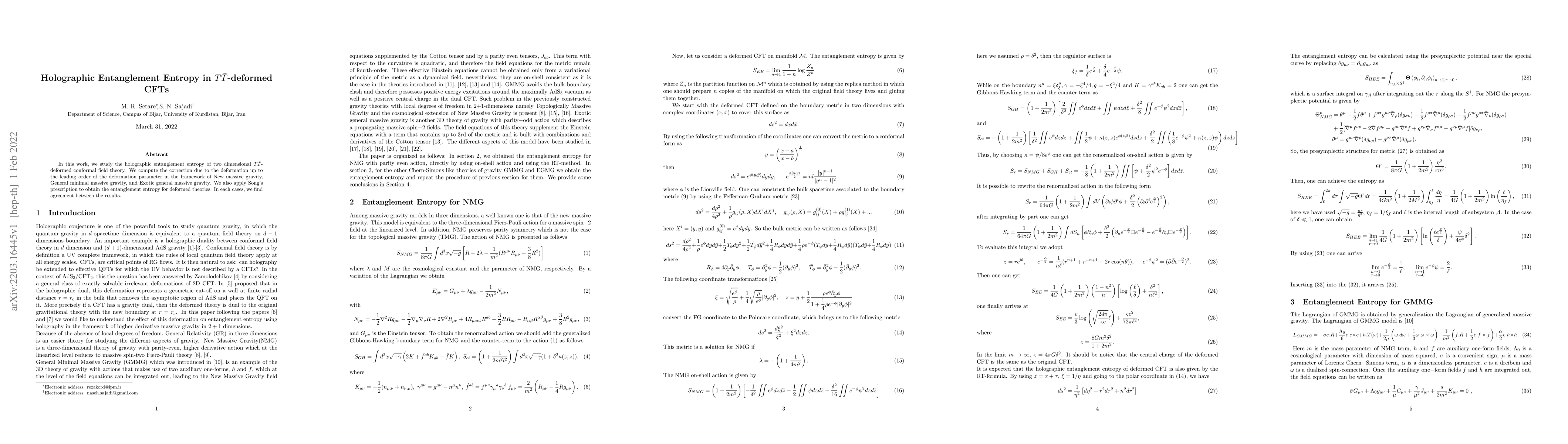Thumbnail for Holographic Entanglement Entropy in $T\bar{T}$-deformed CFTs