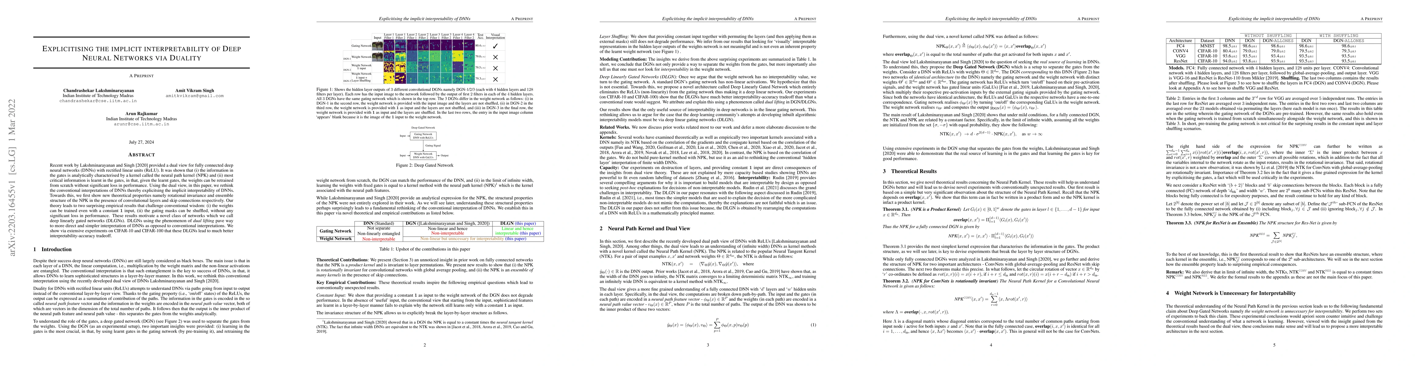 Thumbnail for Explicitising The Implicit Intrepretability of Deep Neural Networks Via
  Duality