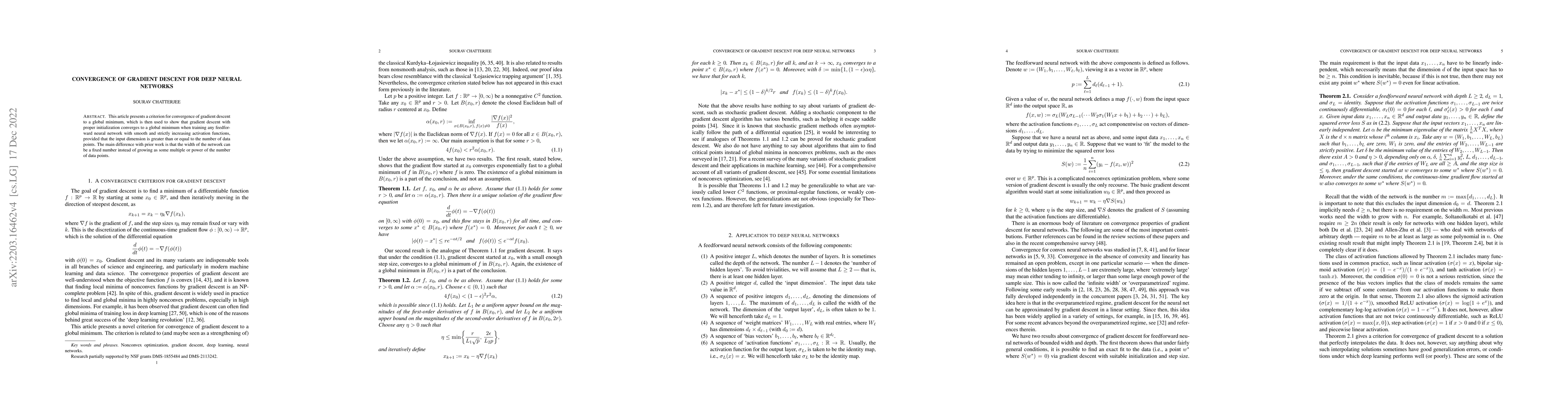Thumbnail for Convergence of gradient descent for deep neural networks
