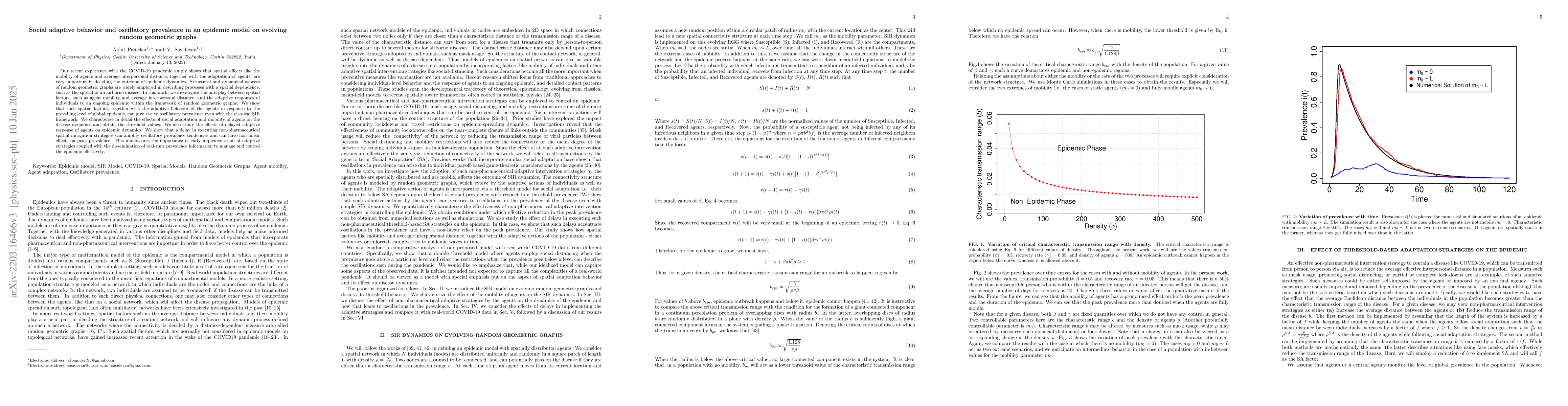 Thumbnail for Social adaptive behavior and oscillatory prevalence in an epidemic model
  on evolving random geometric graphs