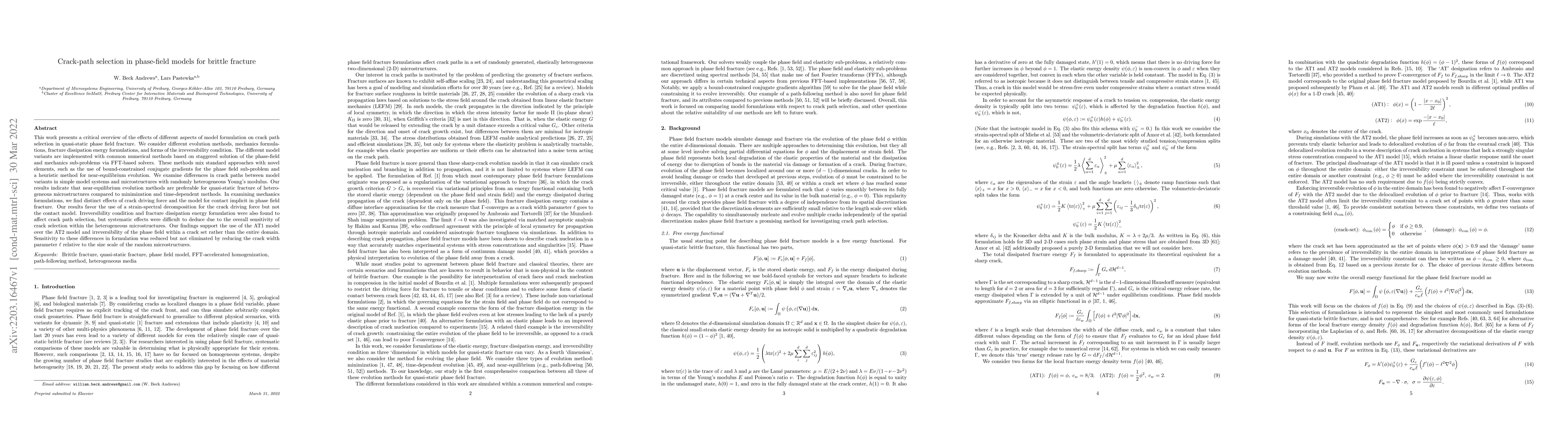 Thumbnail for Crack-path selection in phase-field models for brittle fracture