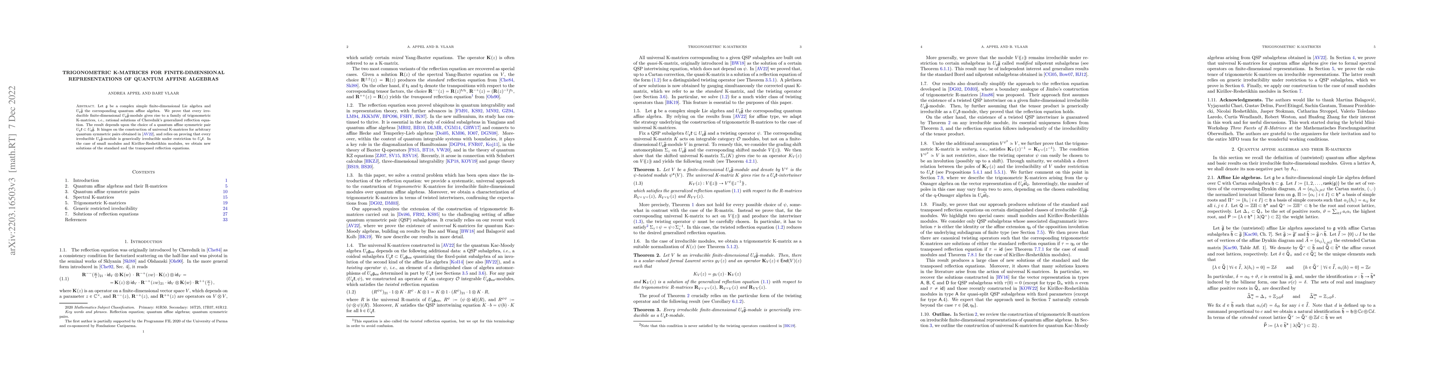 Thumbnail for Trigonometric K-matrices for finite-dimensional representations of
  quantum affine algebras