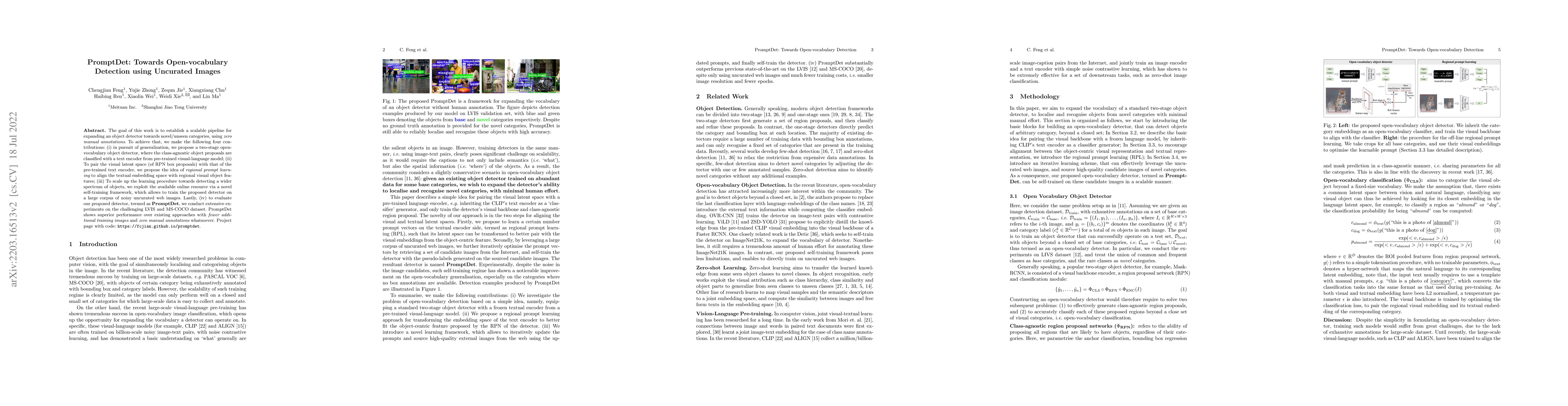 Thumbnail for PromptDet: Towards Open-vocabulary Detection using Uncurated Images