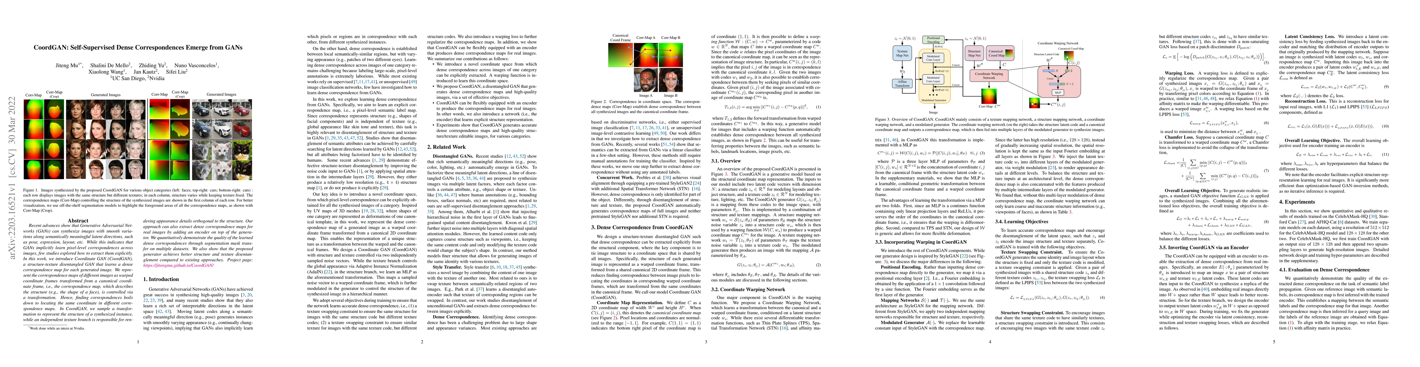Thumbnail for CoordGAN: Self-Supervised Dense Correspondences Emerge from GANs