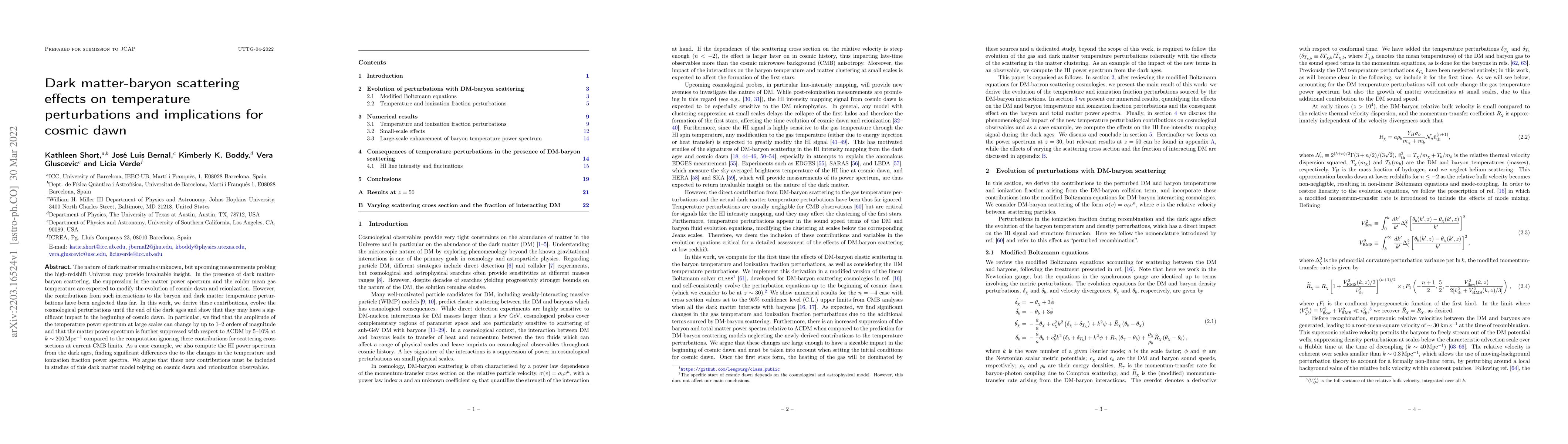 Thumbnail for Dark matter-baryon scattering effects on temperature perturbations and
  implications for cosmic dawn