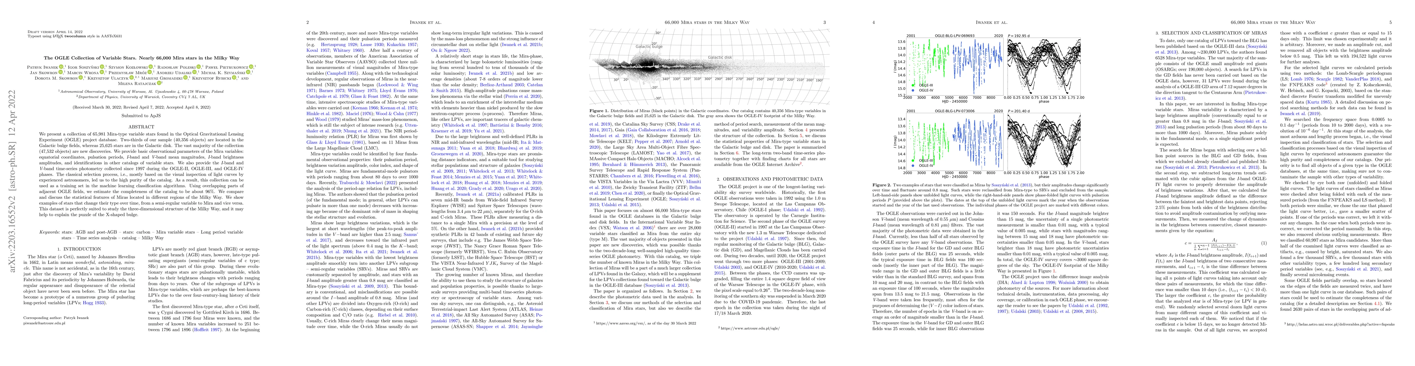 Thumbnail for The OGLE Collection of Variable Stars. Nearly 66,000 Mira stars in the
  Milky Way