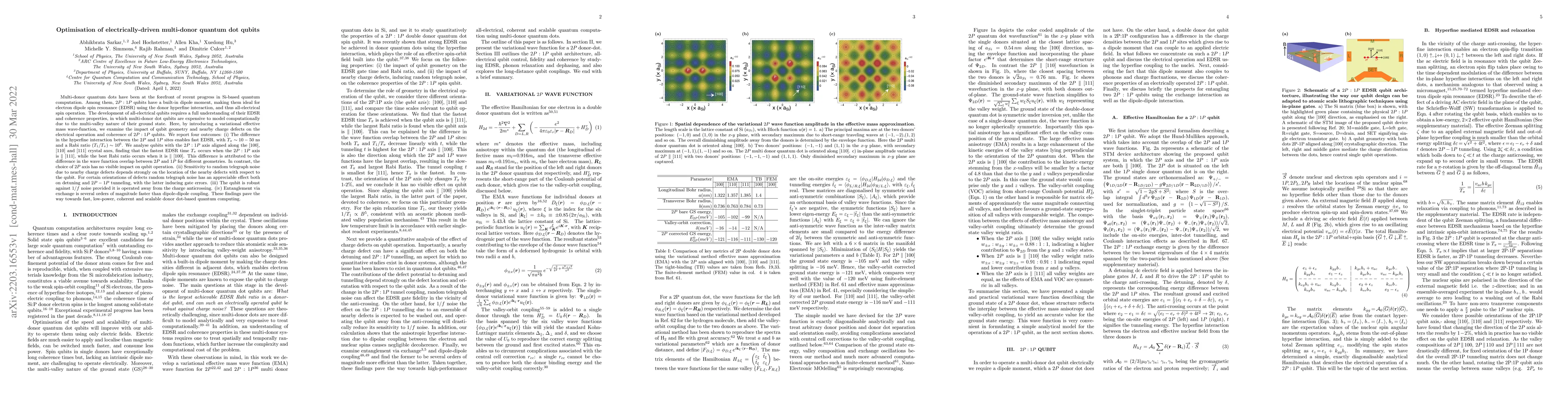 Thumbnail for Optimisation of electrically-driven multi-donor quantum dot qubits