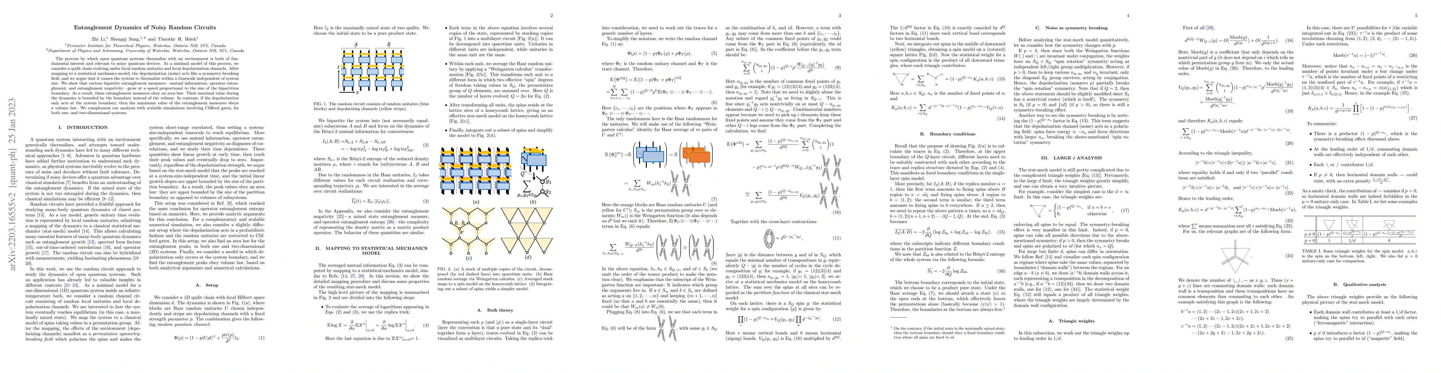 Thumbnail for Entanglement Dynamics of Noisy Random Circuits