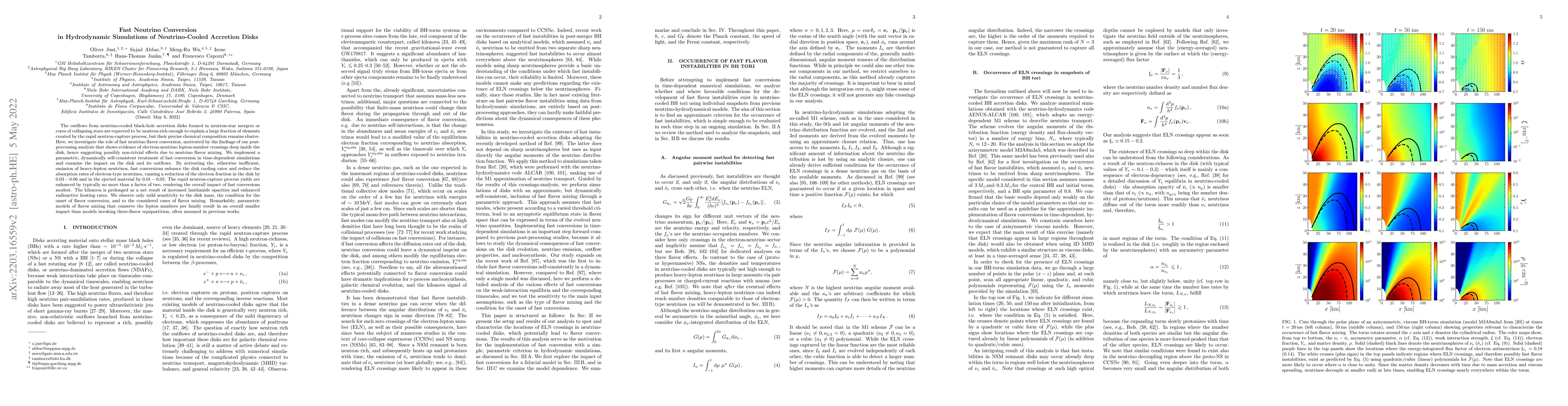Thumbnail for Fast Neutrino Conversion in Hydrodynamic Simulations of Neutrino-Cooled
  Accretion Disks