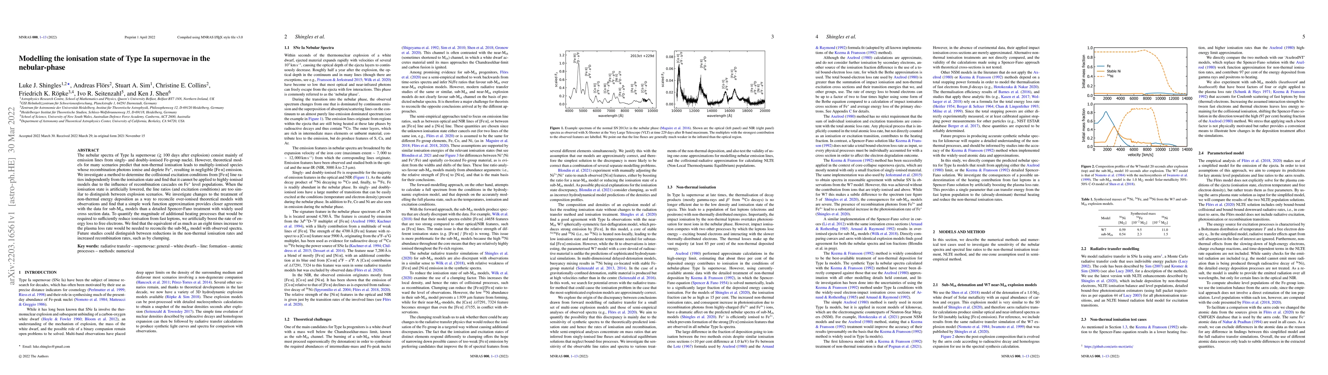 Thumbnail for Modelling the ionisation state of Type Ia supernovae in the
  nebular-phase