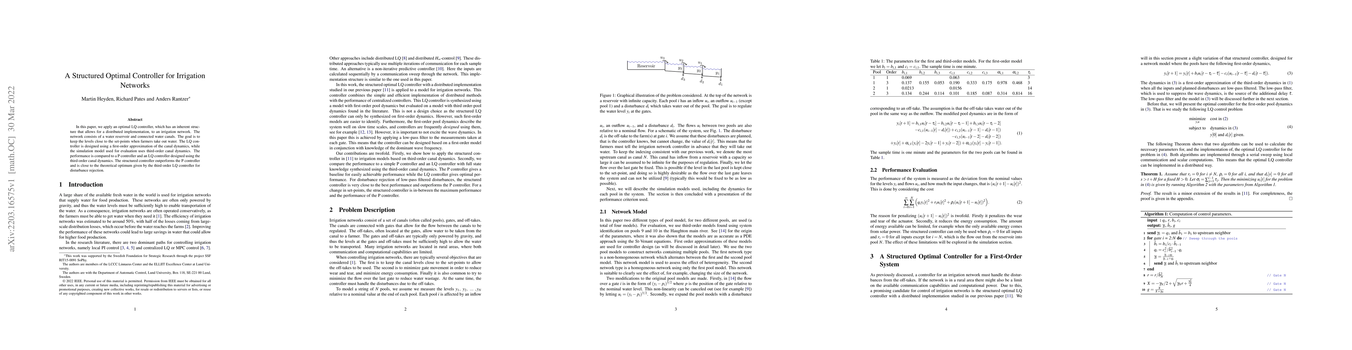 Thumbnail for A Structured Optimal Controller for Irrigation Networks