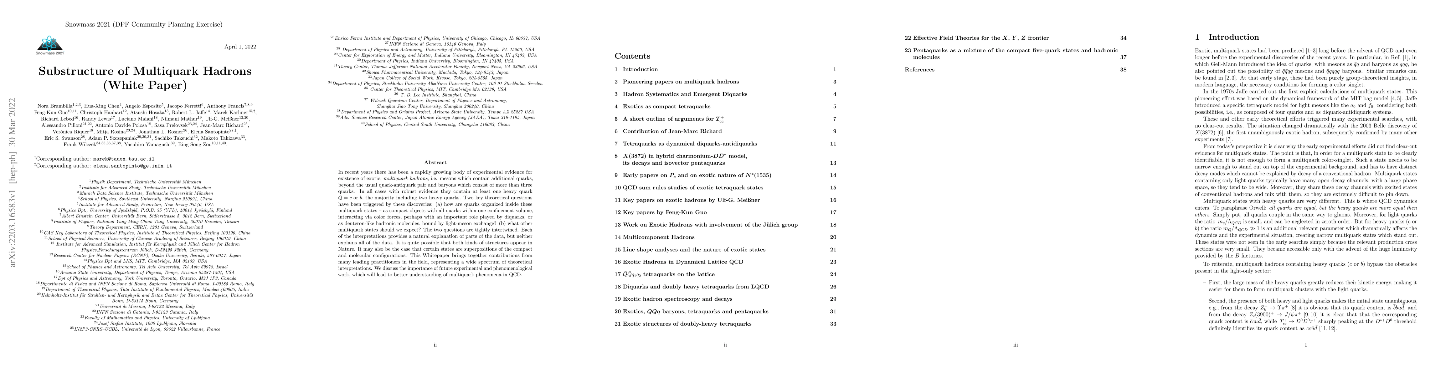 Thumbnail for Substructure of Multiquark Hadrons (Snowmass 2021 White Paper)