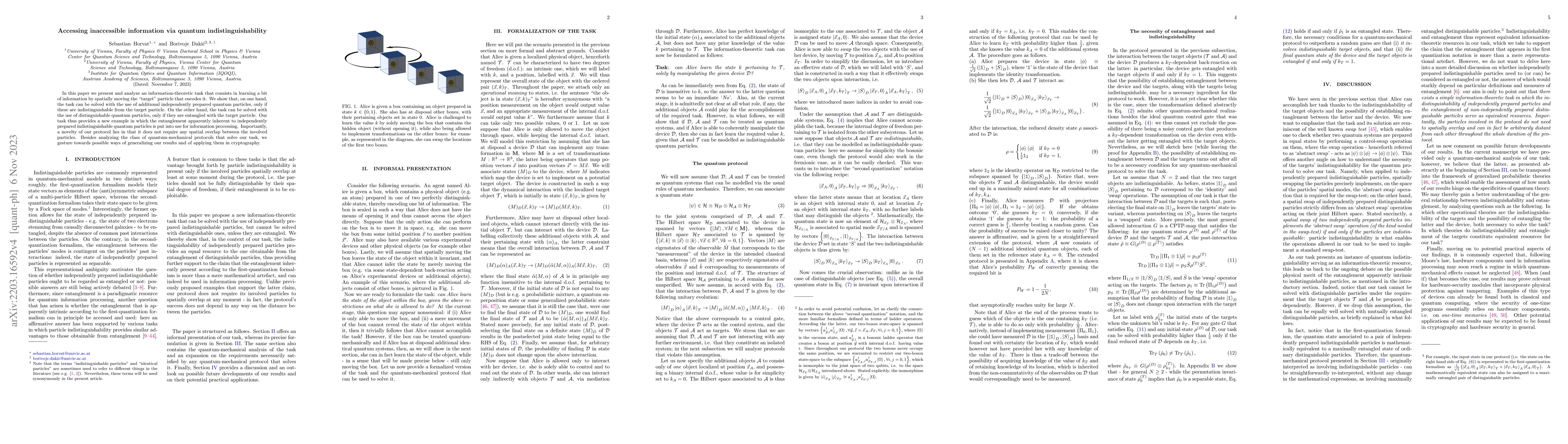 Thumbnail for Accessing inaccessible information via quantum indistinguishability