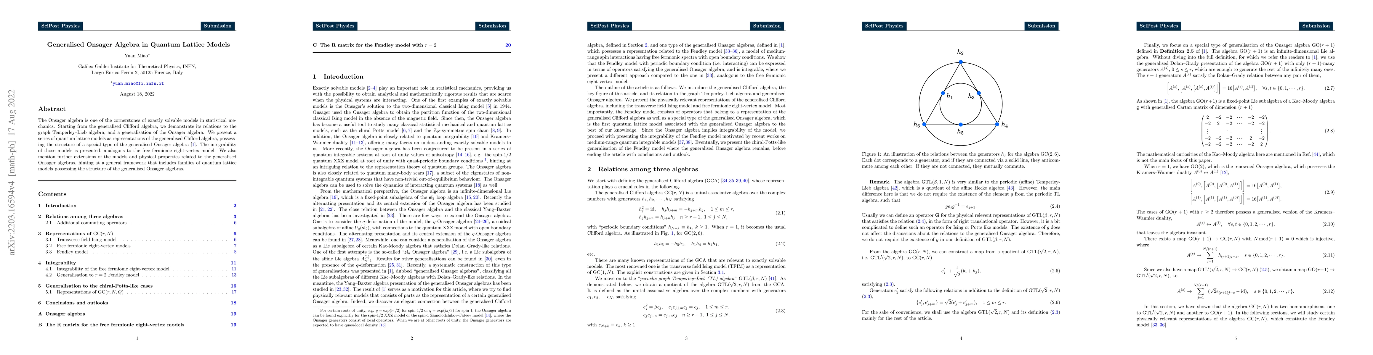 Thumbnail for Generalised Onsager Algebra in Quantum Lattice Models