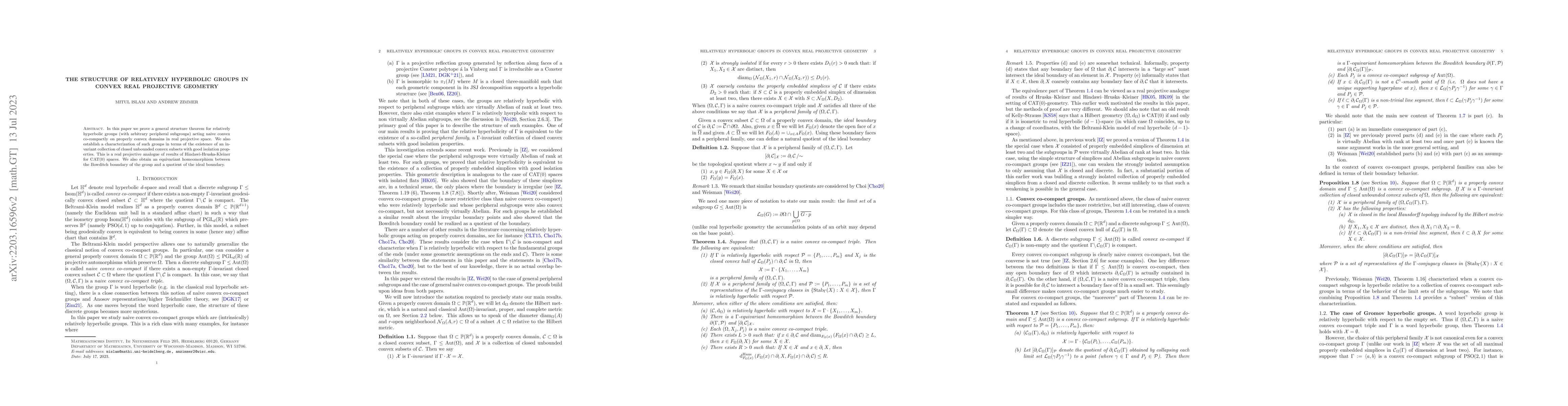 Thumbnail for The structure of relatively hyperbolic groups in convex real projective
  geometry