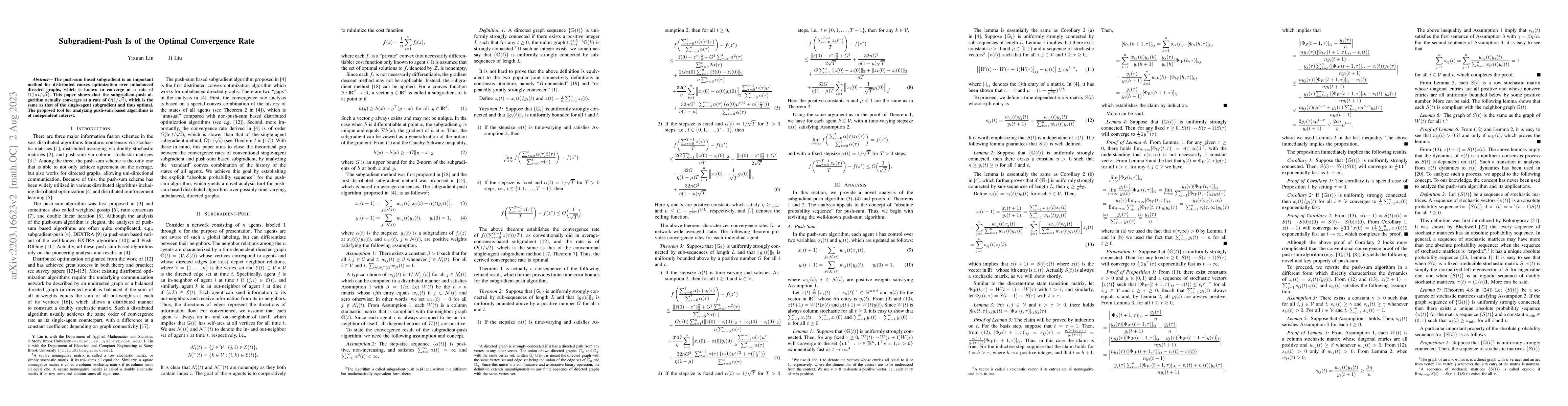 Thumbnail for Subgradient-Push Is of the Optimal Convergence Rate