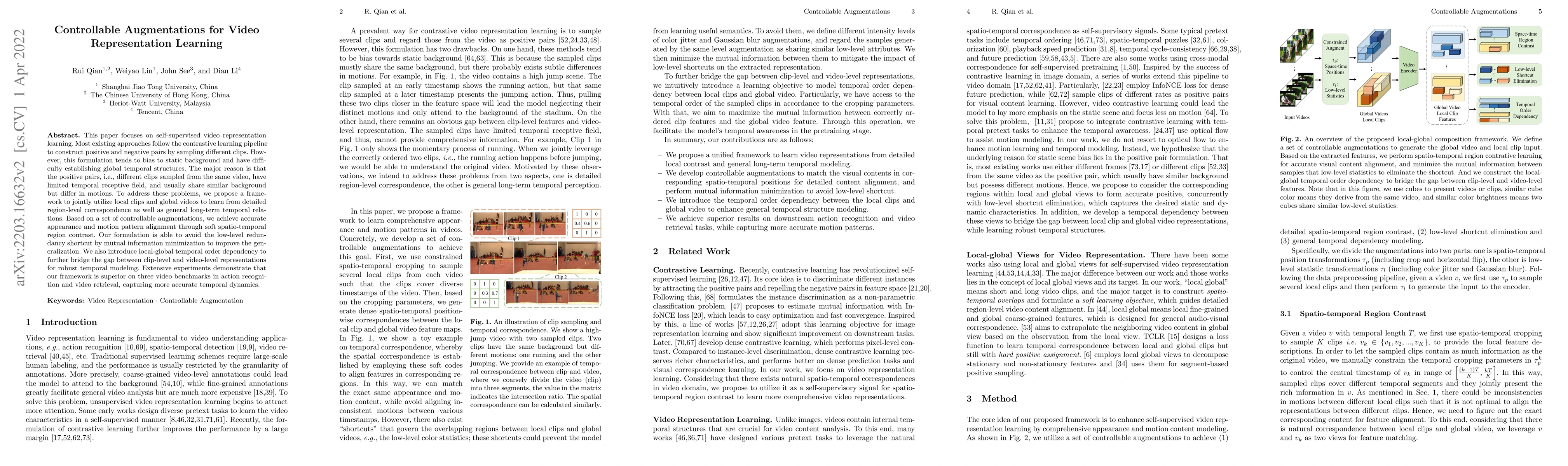 Thumbnail for Controllable Augmentations for Video Representation Learning