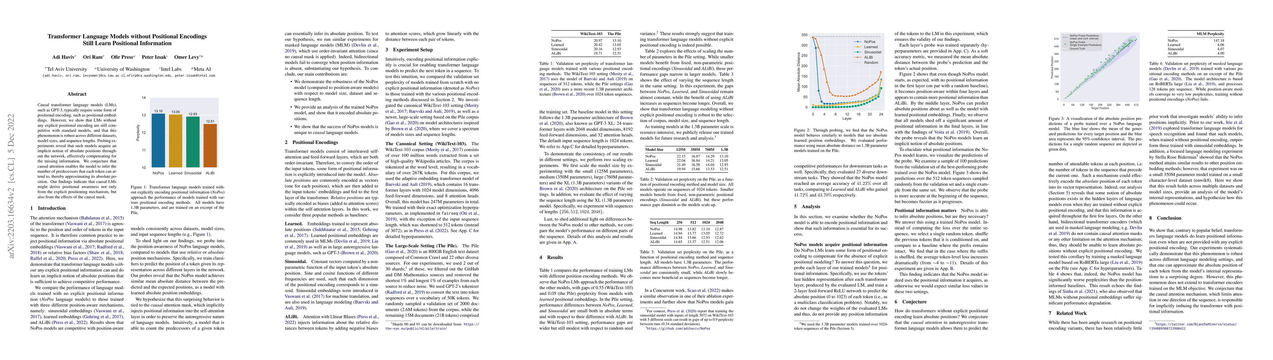 Thumbnail for Transformer Language Models without Positional Encodings Still Learn
  Positional Information
