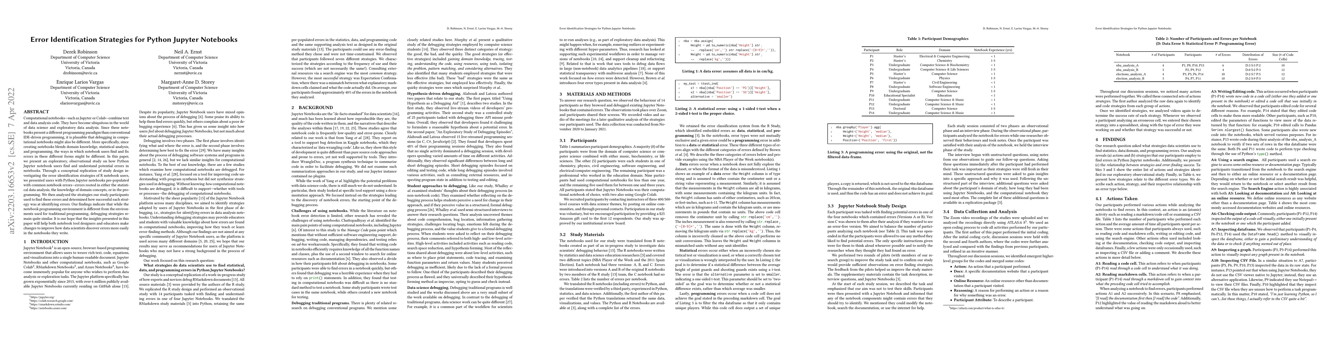 Thumbnail for Error Identification Strategies for Python Jupyter Notebooks