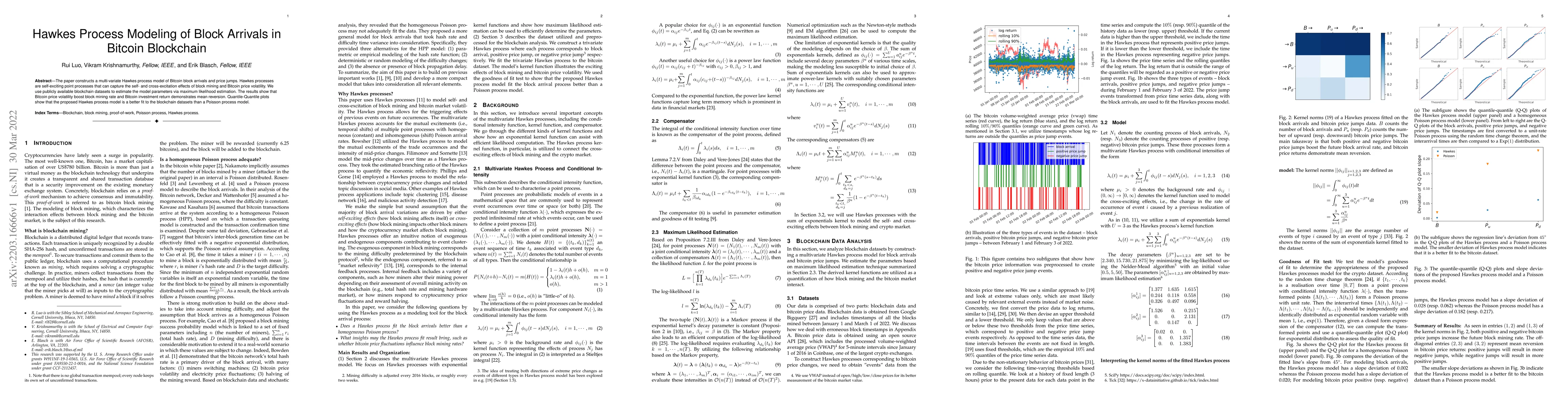 Thumbnail for Hawkes Process Modeling of Block Arrivals in Bitcoin Blockchain