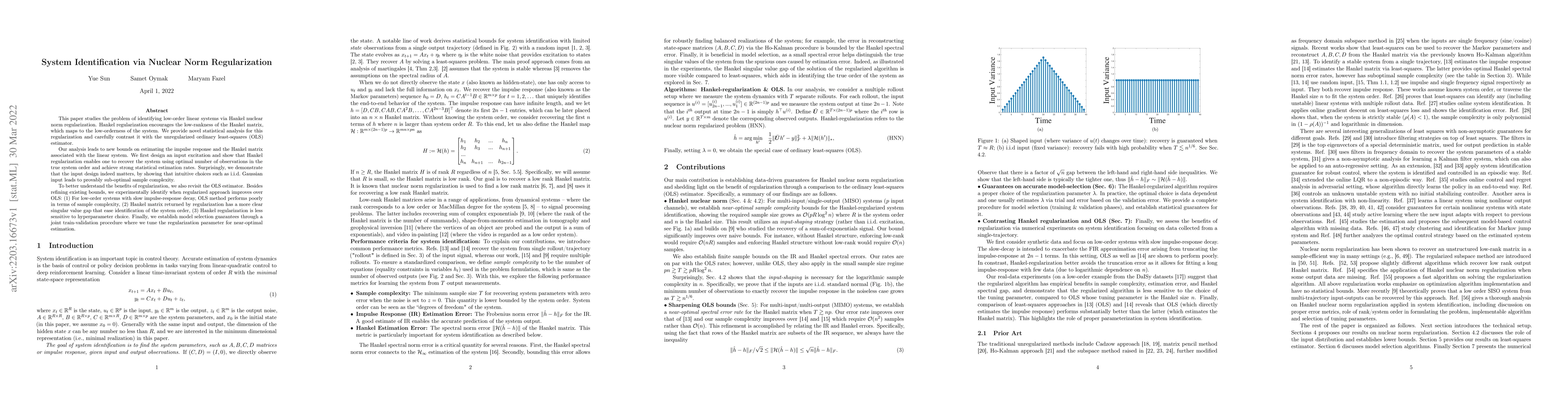 Thumbnail for System Identification via Nuclear Norm Regularization