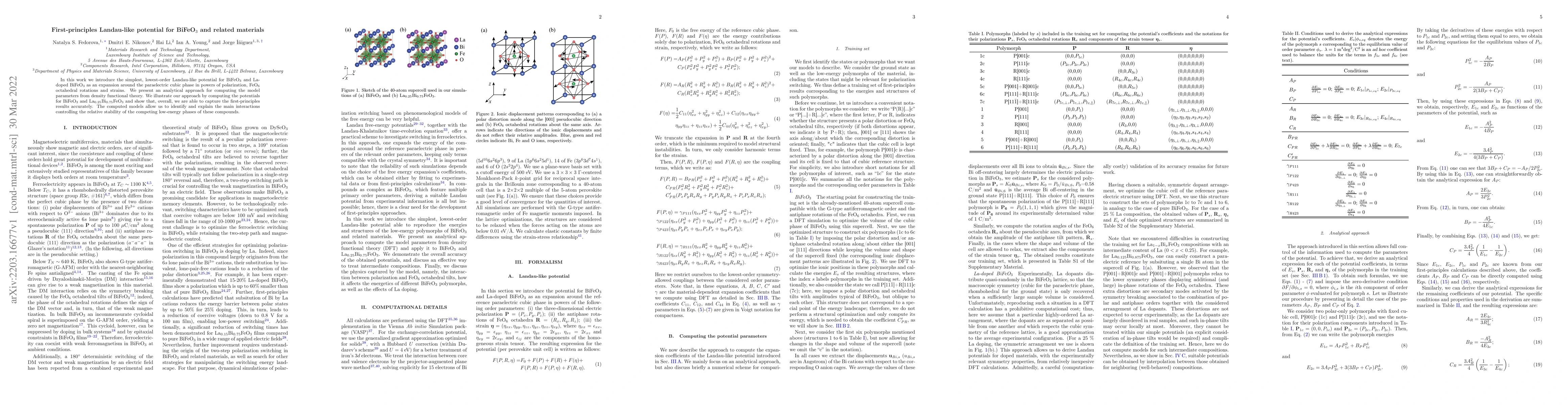 Thumbnail for First-principles Landau-like potential for BiFeO$_3$ and related
  materials