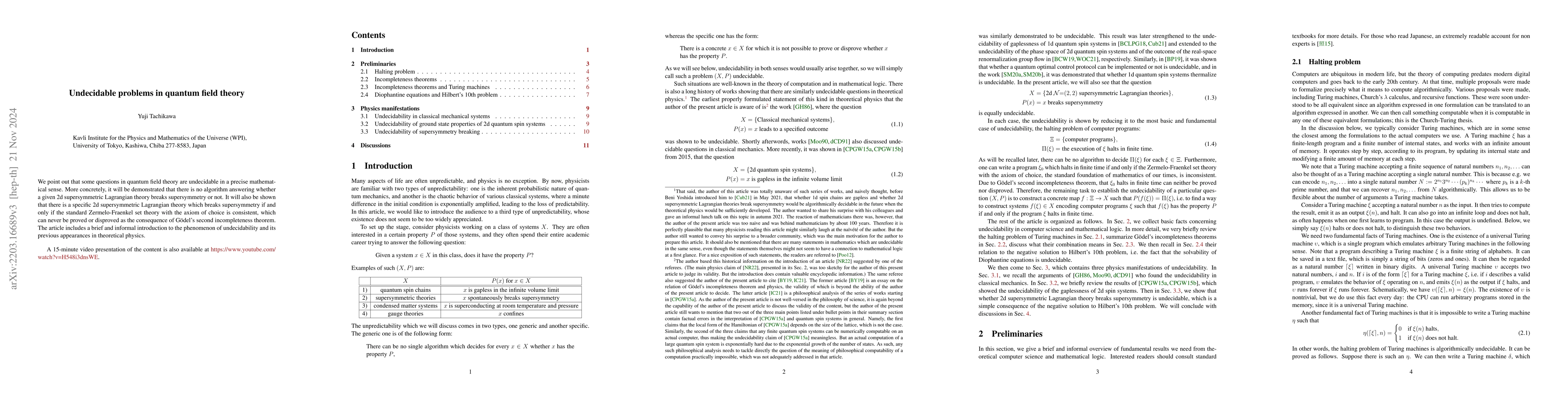 Thumbnail for Undecidable problems in quantum field theory