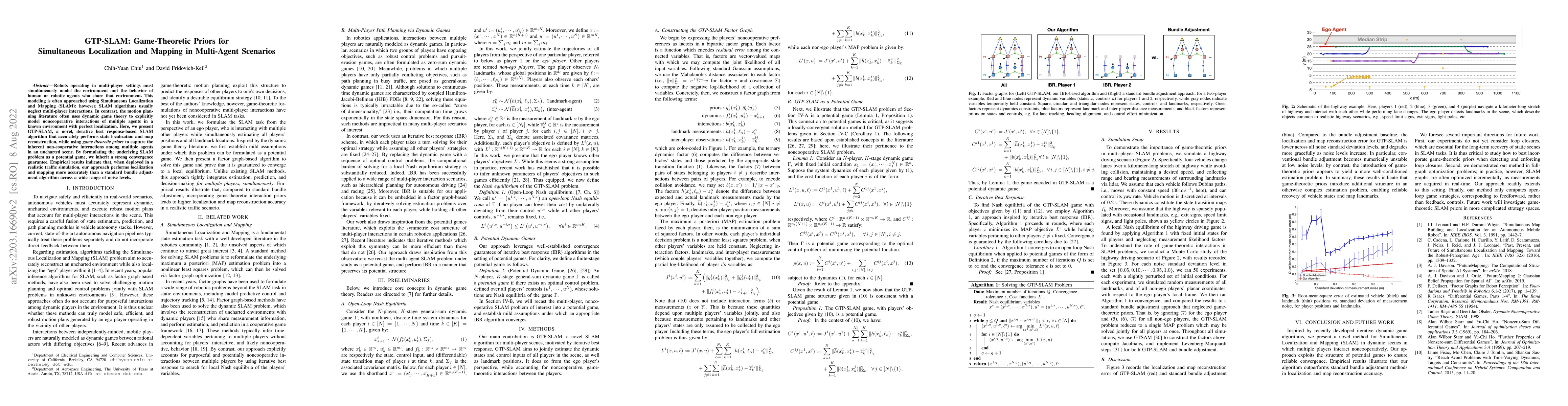 Thumbnail for GTP-SLAM: Game-Theoretic Priors for Simultaneous Localization and
  Mapping in Multi-Agent Scenarios