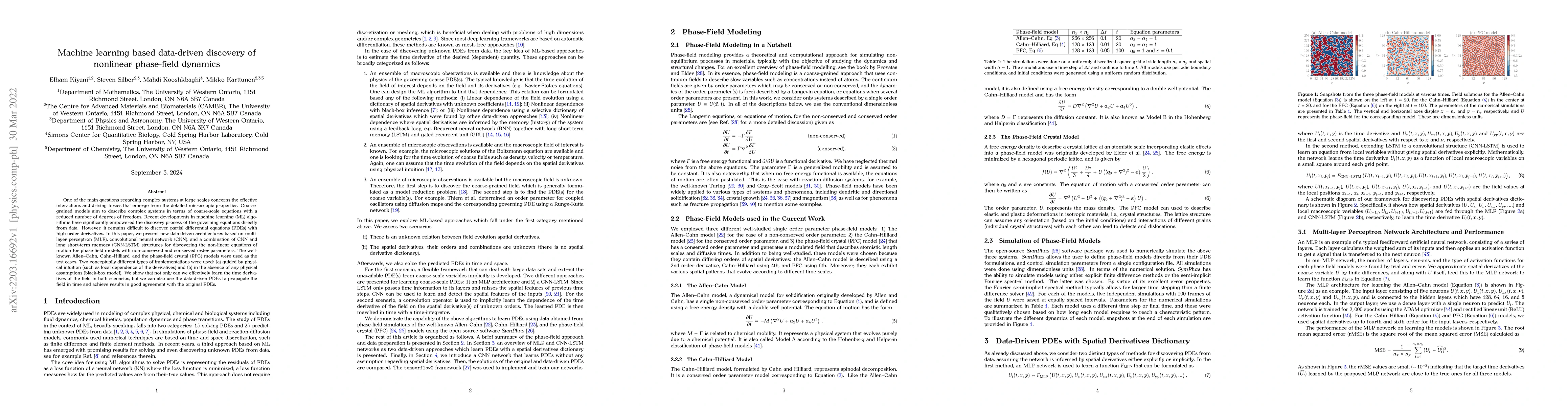 Thumbnail for Machine learning based data-driven discovery of nonlinear phase-field
  dynamics