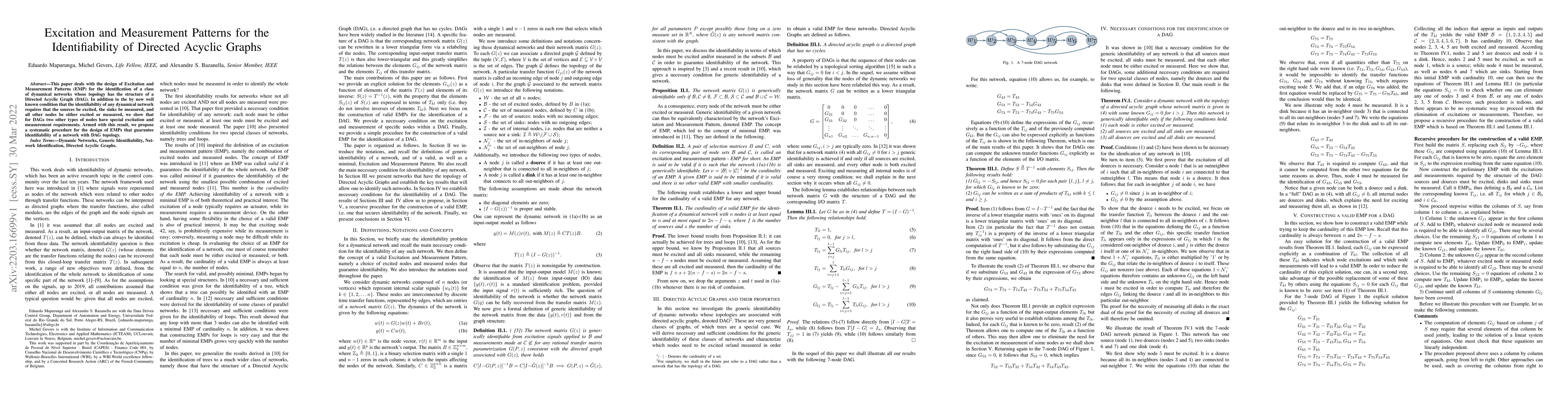 Thumbnail for Excitation and Measurement Patterns for the Identifiability of Directed
  Acyclic Graphs