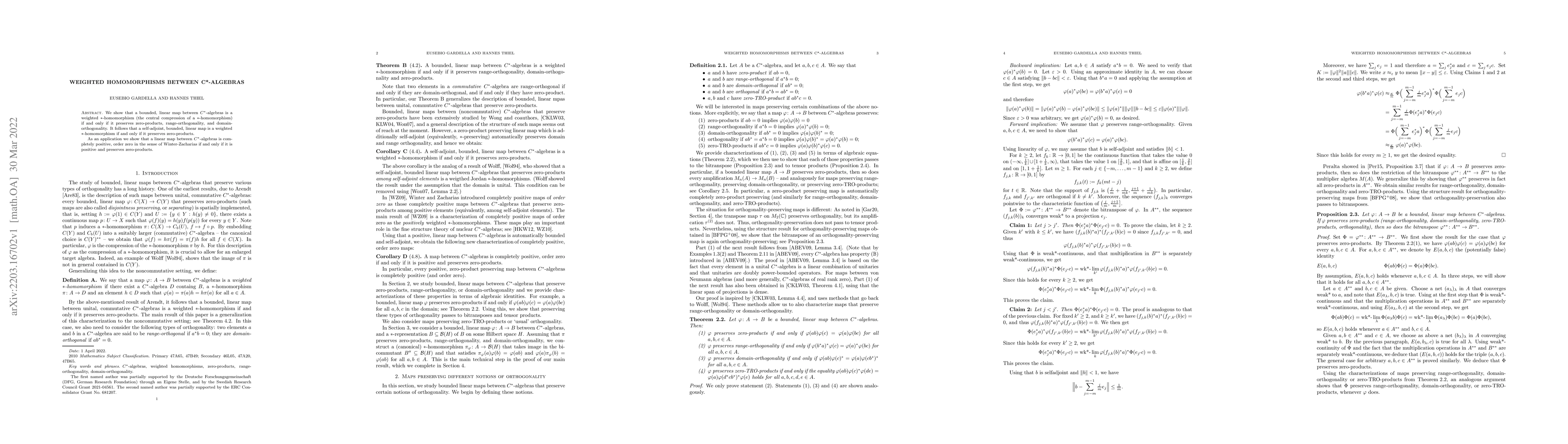 Thumbnail for Weighted homomorphisms between C*-algebras