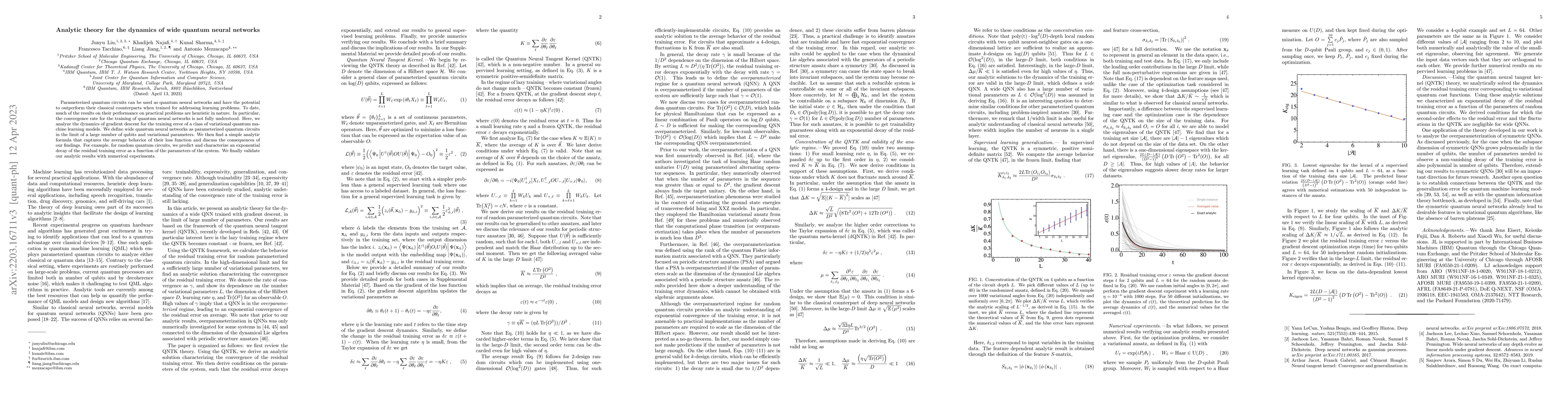 Thumbnail for Analytic theory for the dynamics of wide quantum neural networks