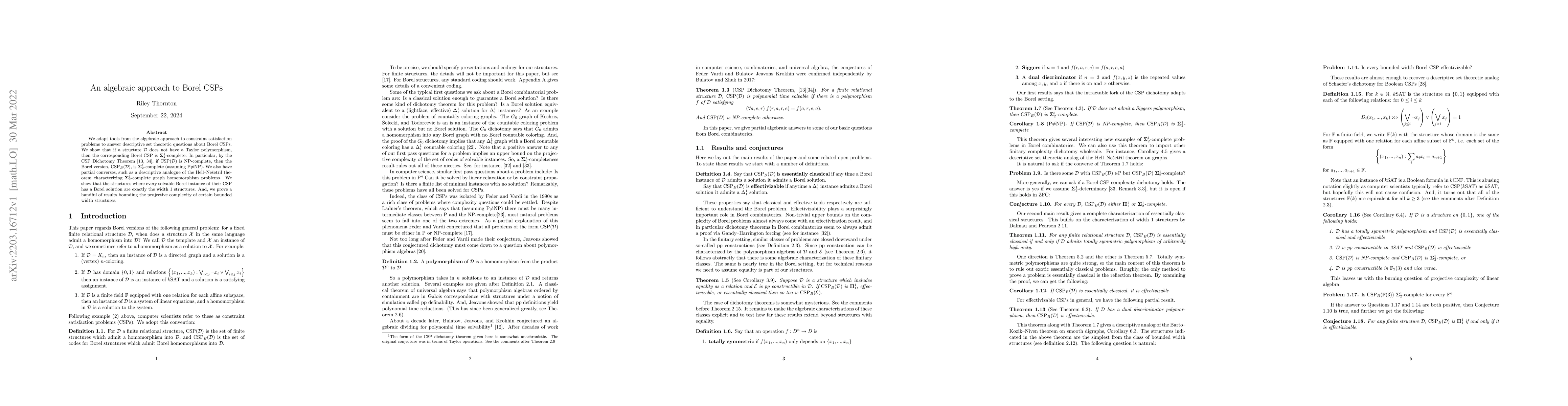 Thumbnail for An algebraic approach to Borel CSPs