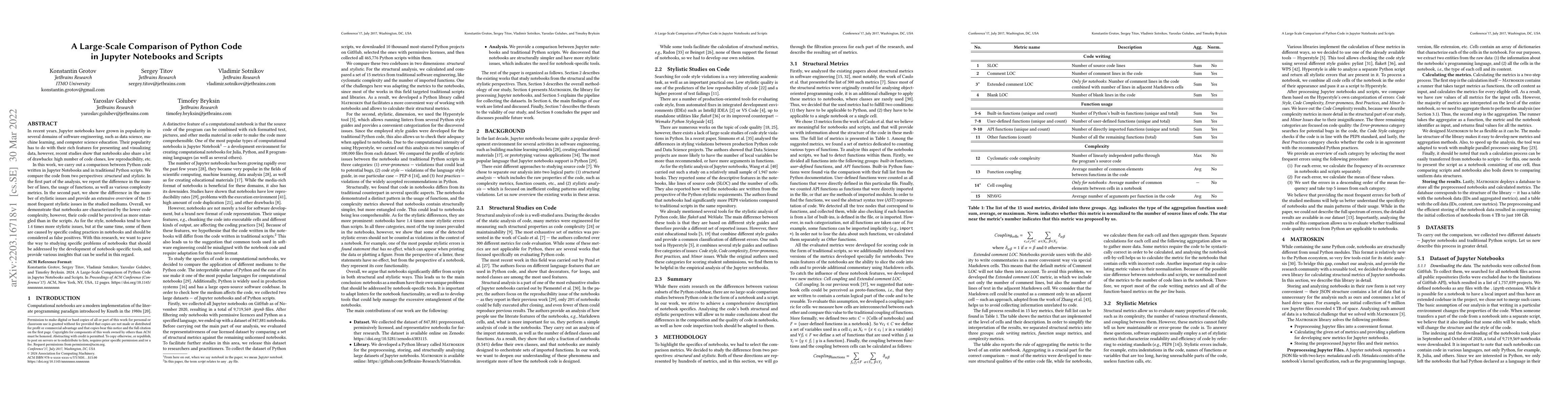 Thumbnail for A Large-Scale Comparison of Python Code in Jupyter Notebooks and Scripts