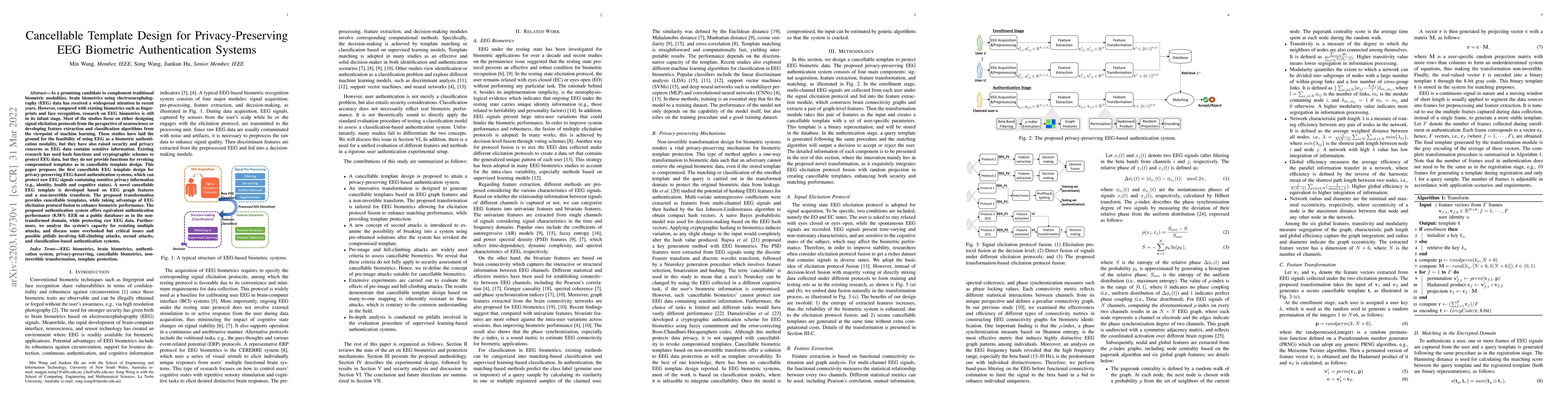 Thumbnail for Cancellable Template Design for Privacy-Preserving EEG Biometric
  Authentication Systems