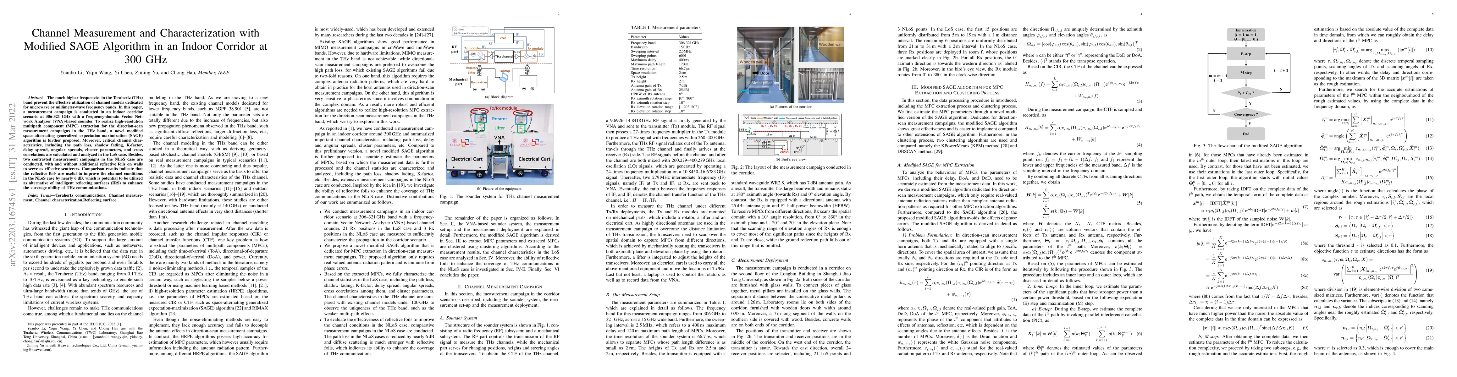 Thumbnail for Channel Measurement and Characterization with Modified SAGE Algorithm in
  an Indoor Corridor at 300 GHz