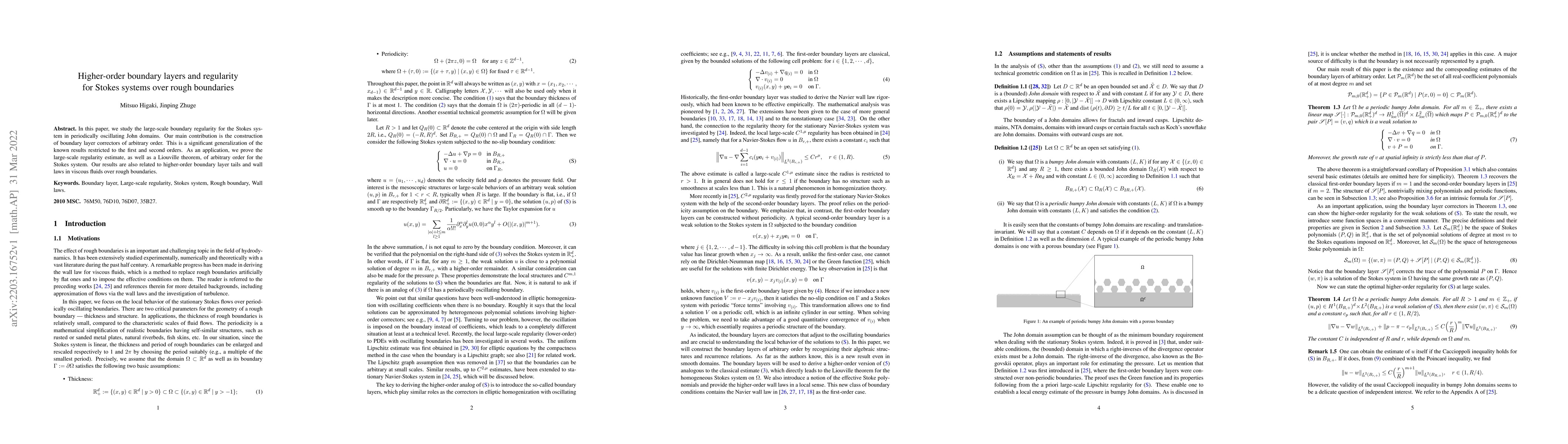 Thumbnail for Higher-order boundary layers and regularity for Stokes systems over
  rough boundaries