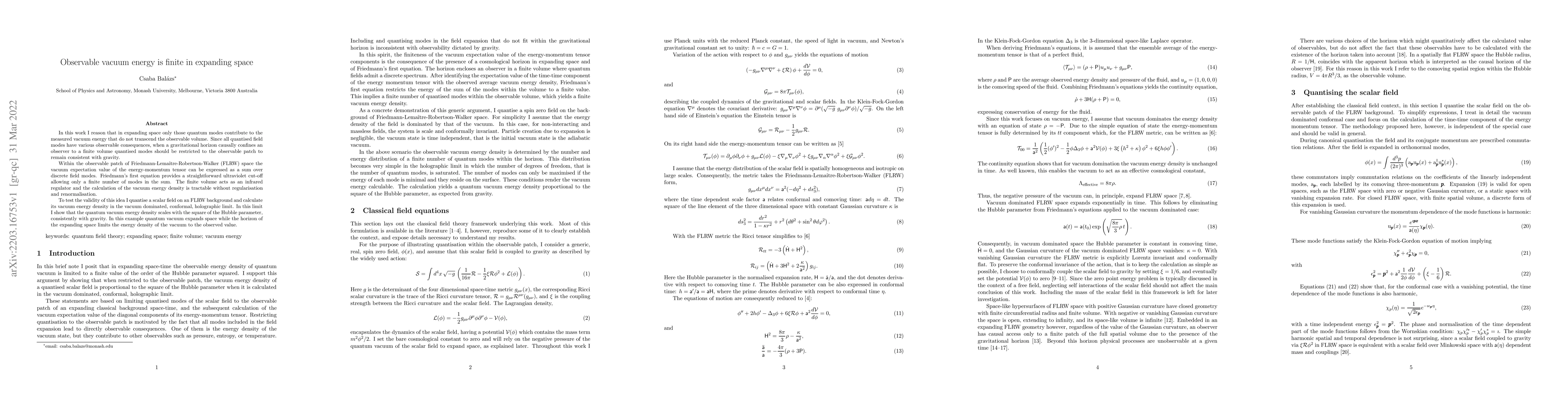 Thumbnail for Observable vacuum energy is finite in expanding space