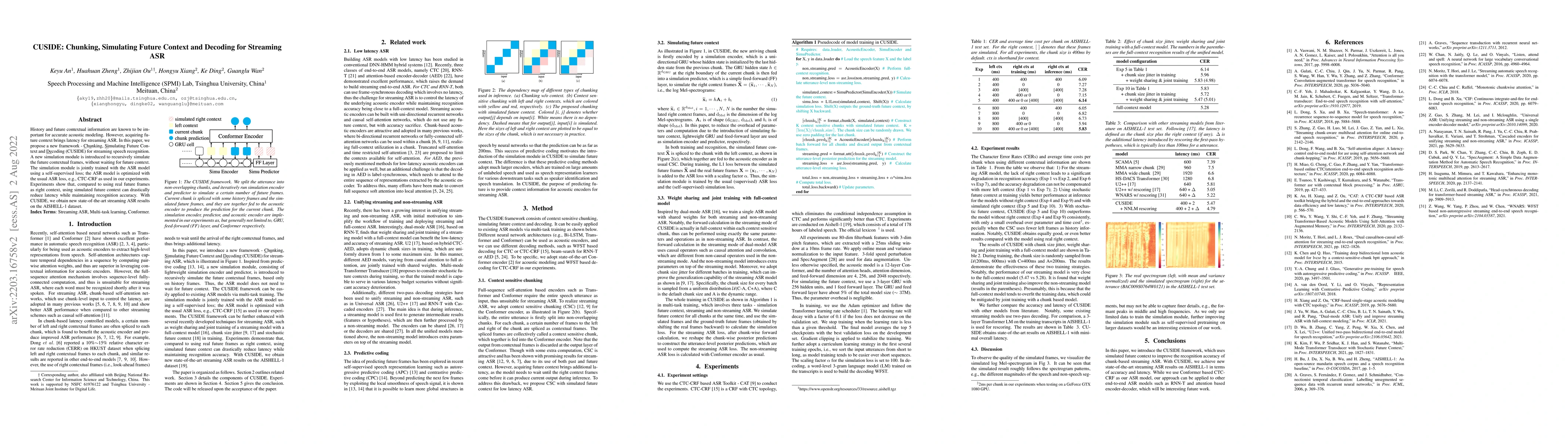 Thumbnail for CUSIDE: Chunking, Simulating Future Context and Decoding for Streaming
  ASR