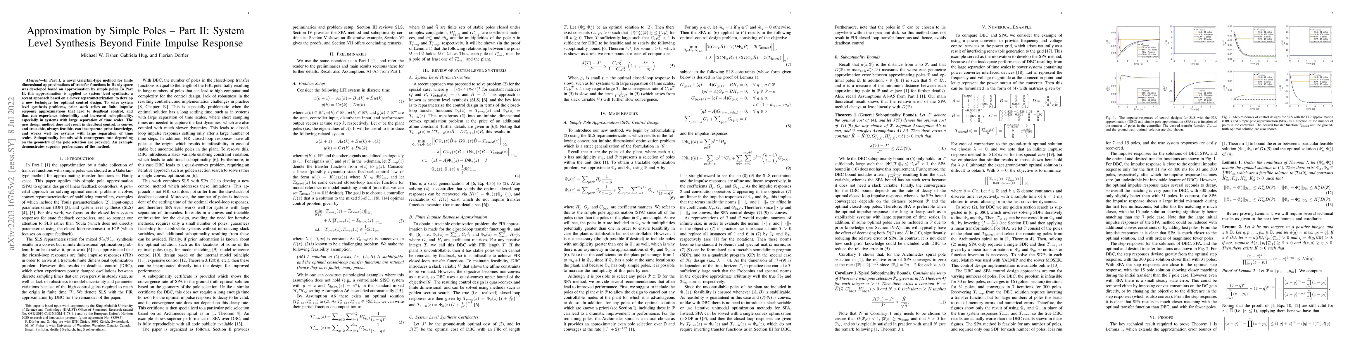 Thumbnail for Approximation by Simple Poles -- Part II: System Level Synthesis Beyond
  Finite Impulse Response