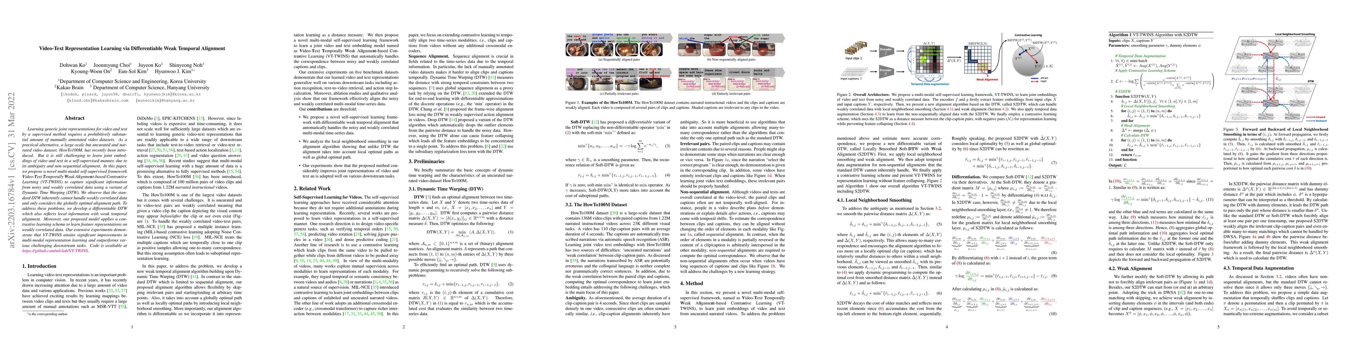Thumbnail for Video-Text Representation Learning via Differentiable Weak Temporal
  Alignment