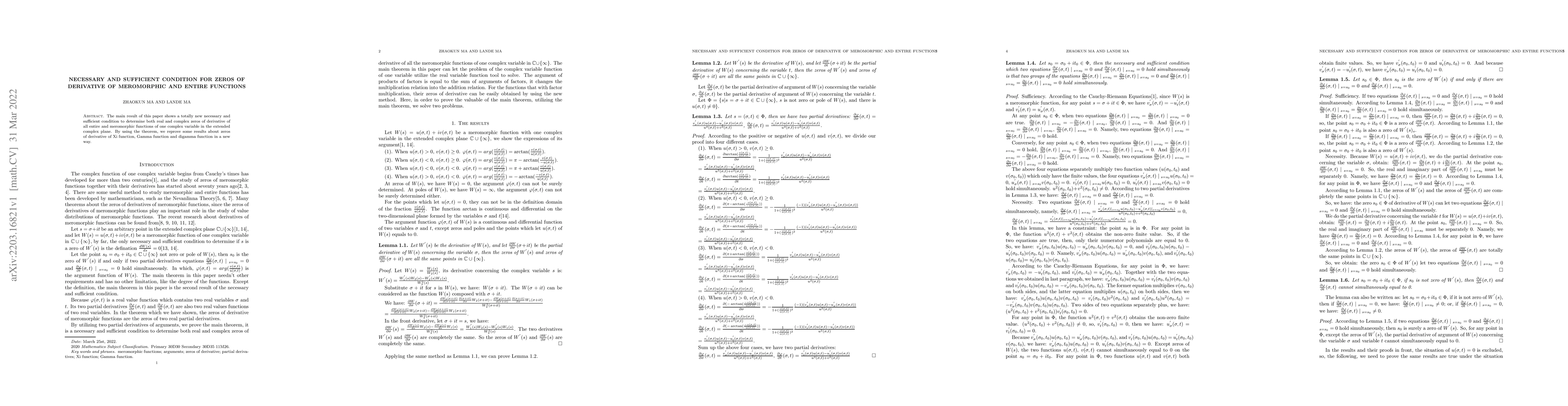 Thumbnail for Necessary and Sufficient Condition for zeros of Derivative of
  Meromorphic and Entire Functions