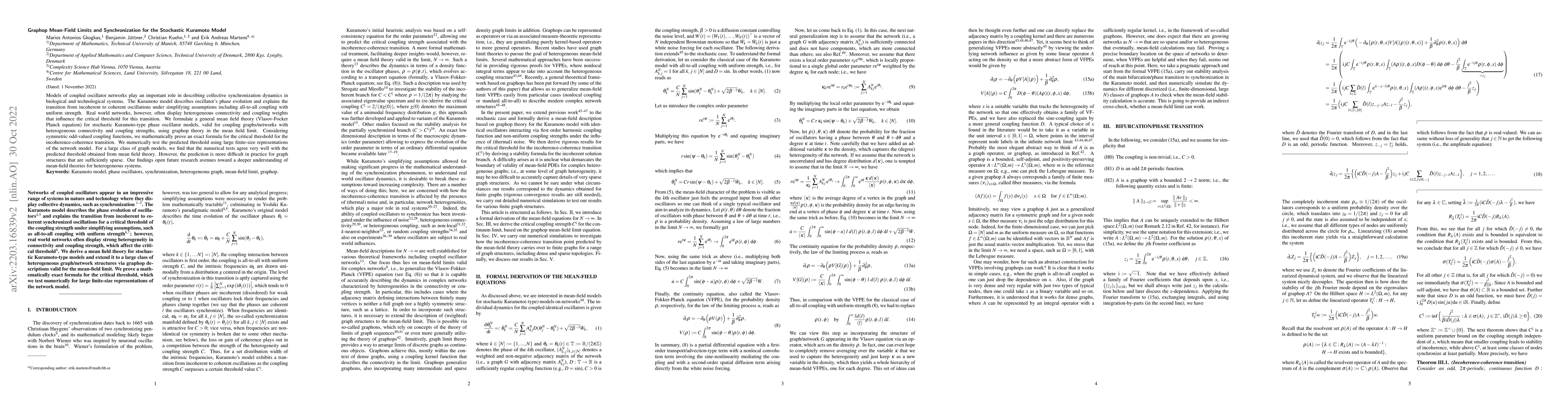 Thumbnail for Graphop Mean-Field Limits and Synchronization for the Stochastic
  Kuramoto Model
