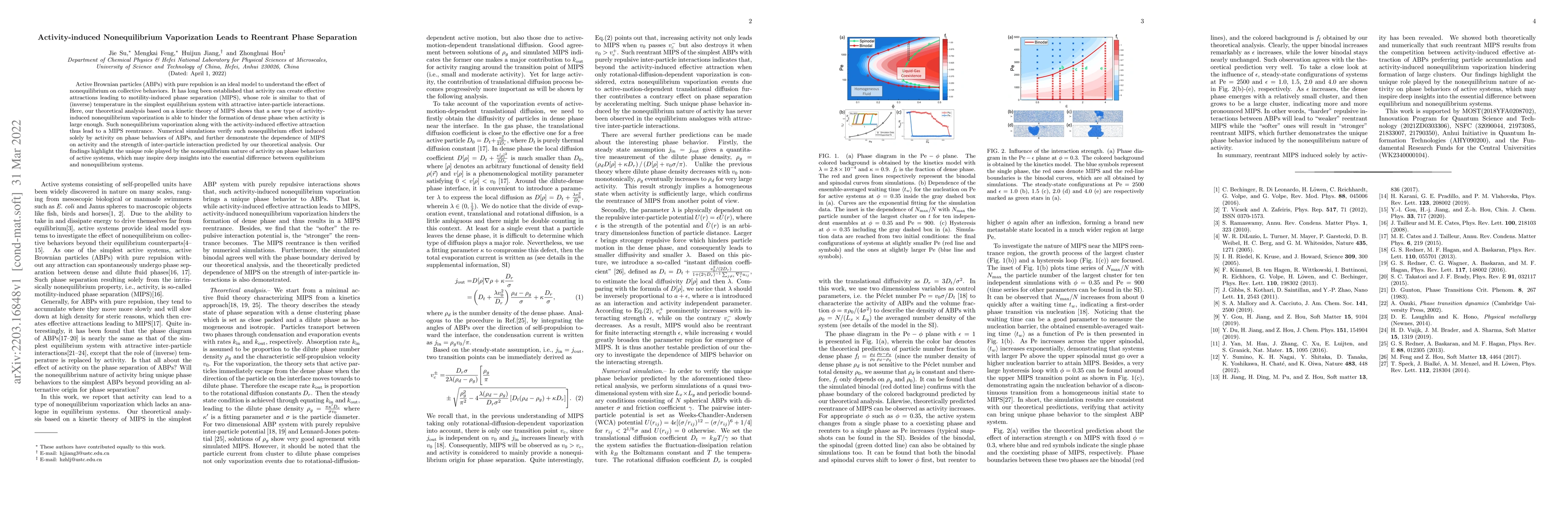 Thumbnail for Activity-induced Nonequilibrium Vaporization Leads to Reentrant Phase
  Separation