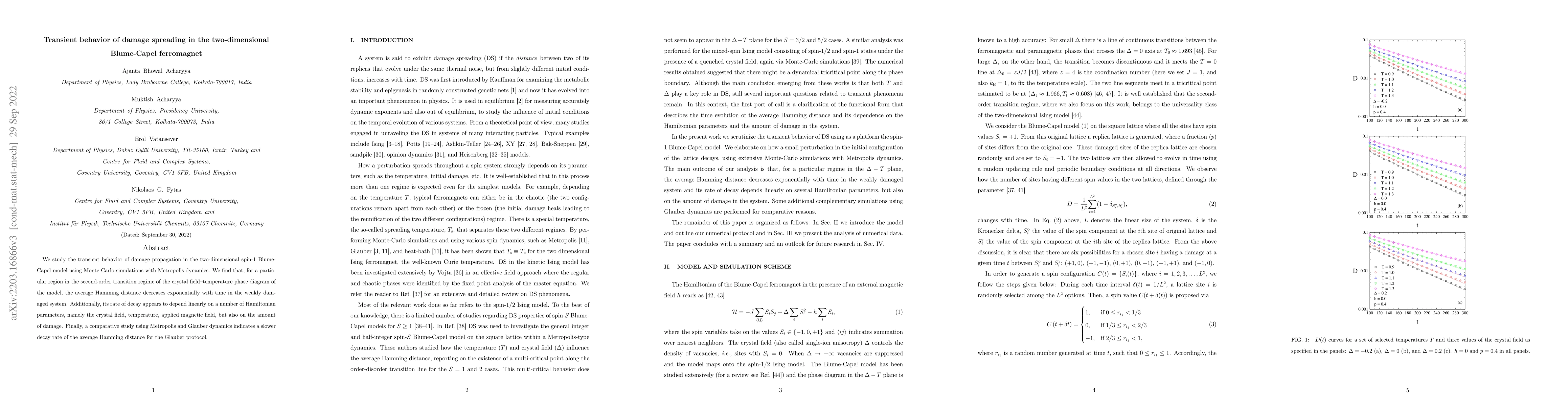 Thumbnail for Transient behavior of damage spreading in the two-dimensional
  Blume-Capel ferromagnet
