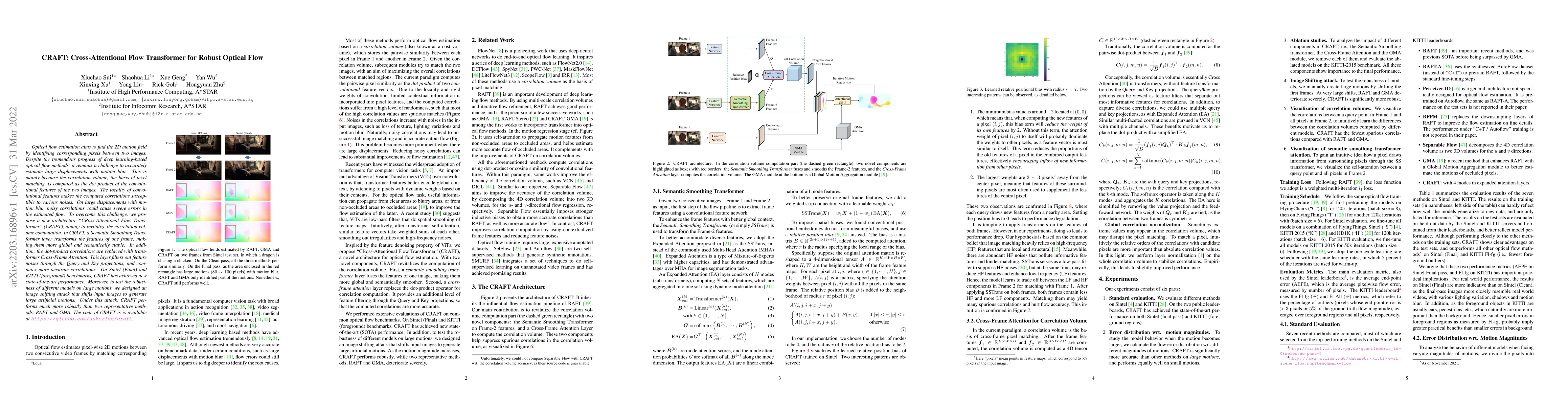 Thumbnail for CRAFT: Cross-Attentional Flow Transformer for Robust Optical Flow