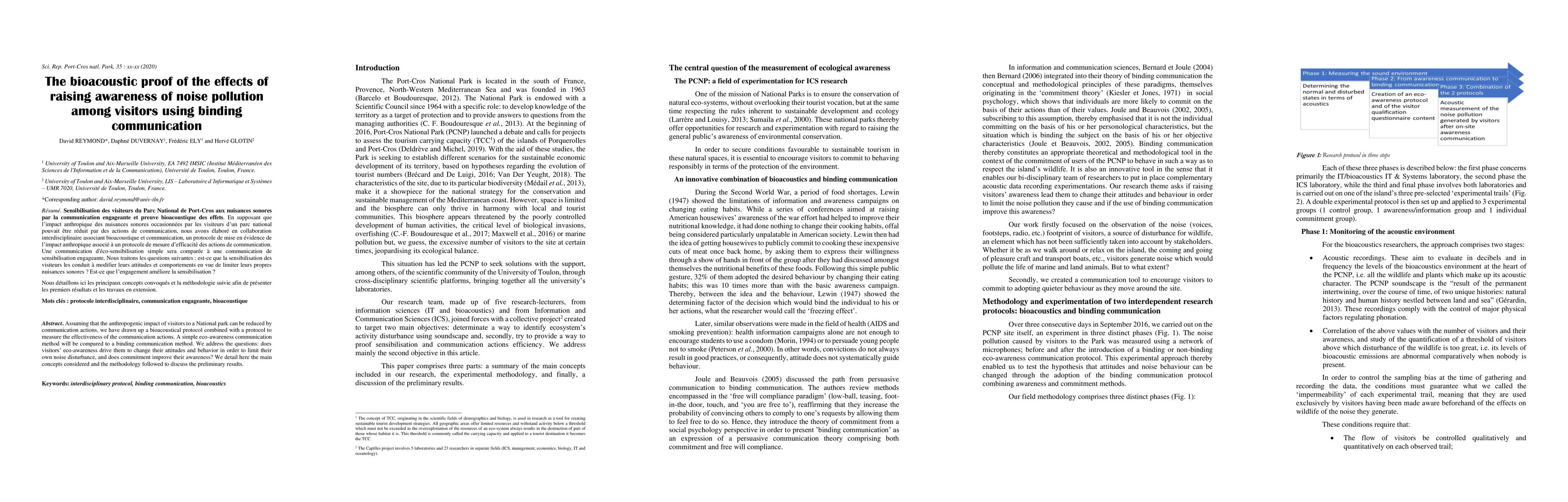 Thumbnail for The bioacoustic proof of the effects of raising awareness of noise
  pollution among visitors to the Port Cros National Park using binding
  communication