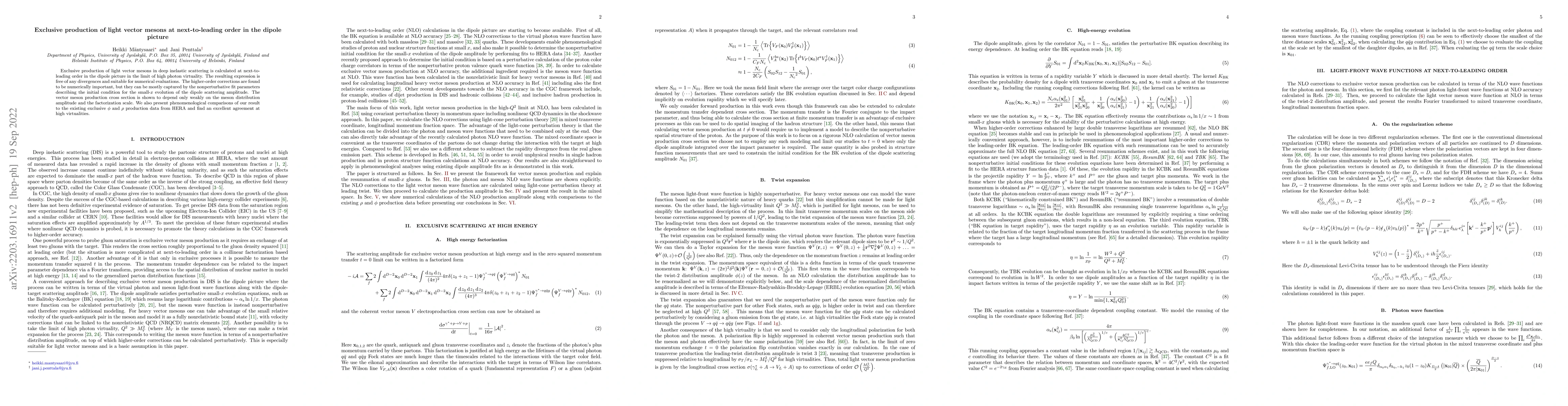 Thumbnail for Exclusive production of light vector mesons at next-to-leading order in
  the dipole picture