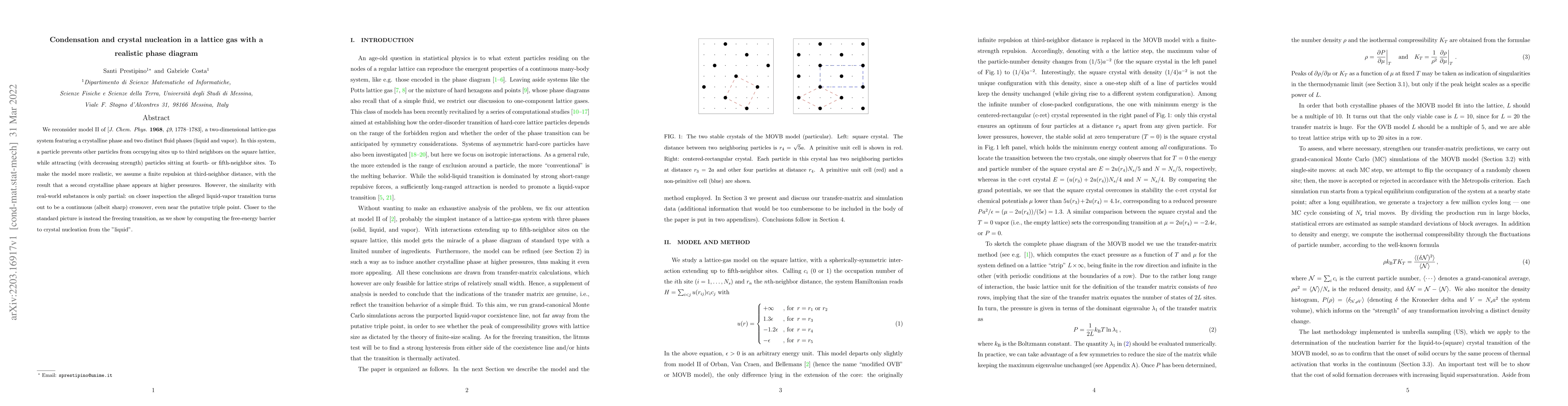 Thumbnail for Condensation and crystal nucleation in a lattice gas with a realistic
  phase diagram